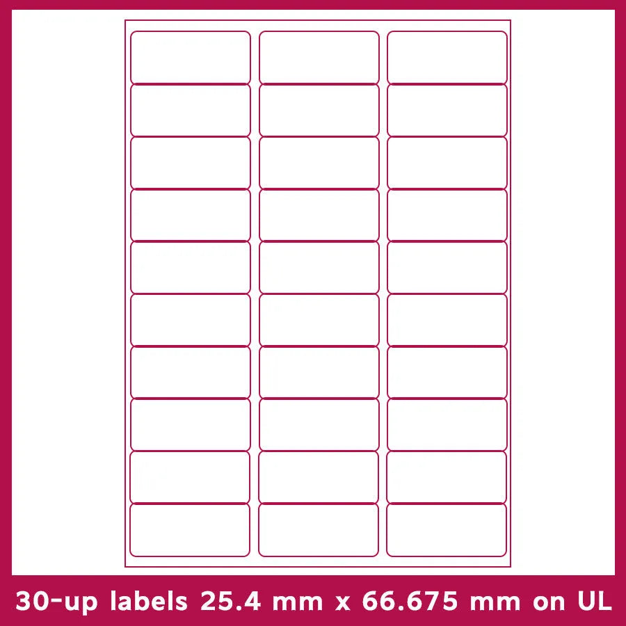 Pack of blank A4 FBA label paper sheets showing different grid cut options for barcode printing.