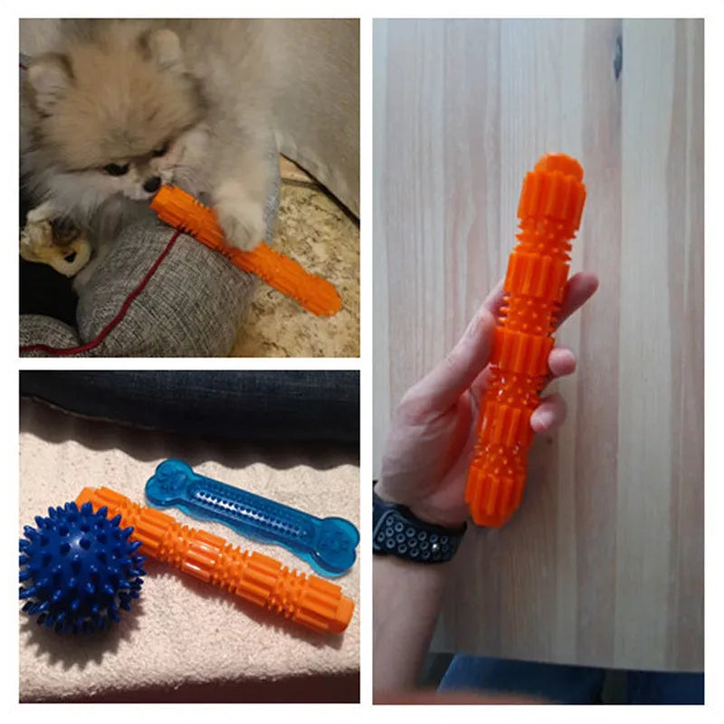 Green or orange rubber dog chew toy with treat dispenser for aggressive chewers