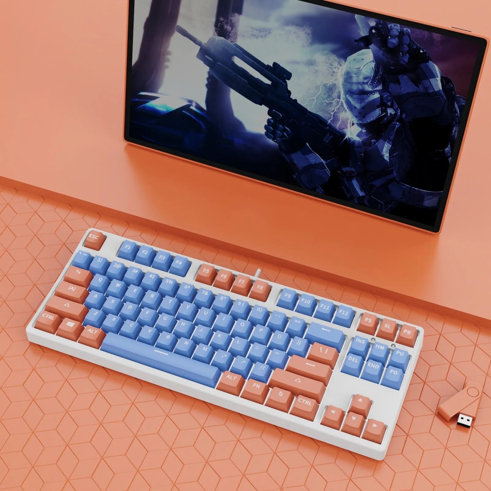 87-key wired mechanical keyboard with two-colour backlighting and hot-swappable switches