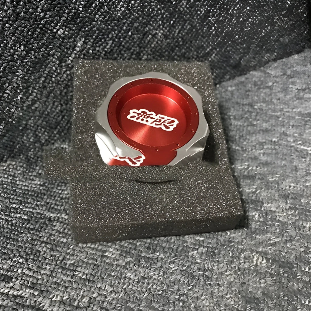 Aluminium alloy oil filter cap for Honda cars in red, blue, silver, black, purple, and gold colour options.