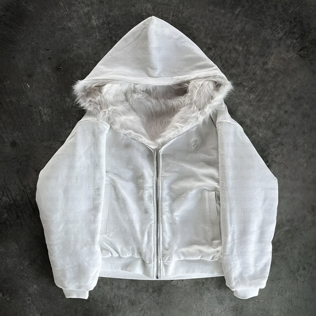 Unisex loose fit casual coat in solid black or white colour, shown with long sleeves and cardigan style.