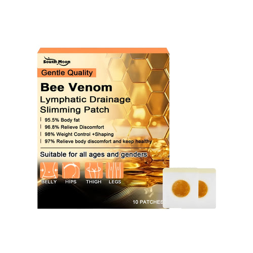 Box of 10 body shaping weight loss patches with bee venom and mint leaves on white background