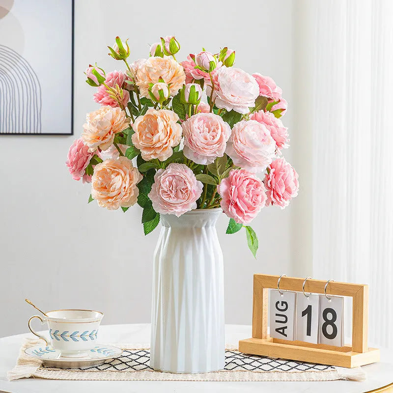 Artificial silk flower bouquet in mixed colours for living room decoration, 1pc moisturising fake flower arrangement