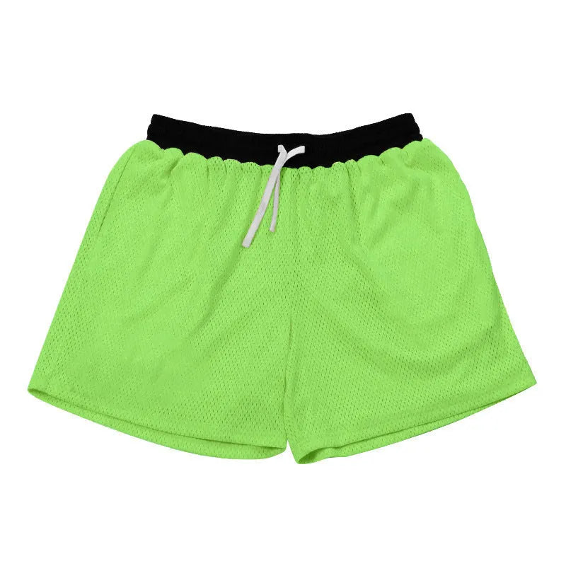 Men's mesh quick-drying shorts in chemical fibre fabric available in five colours