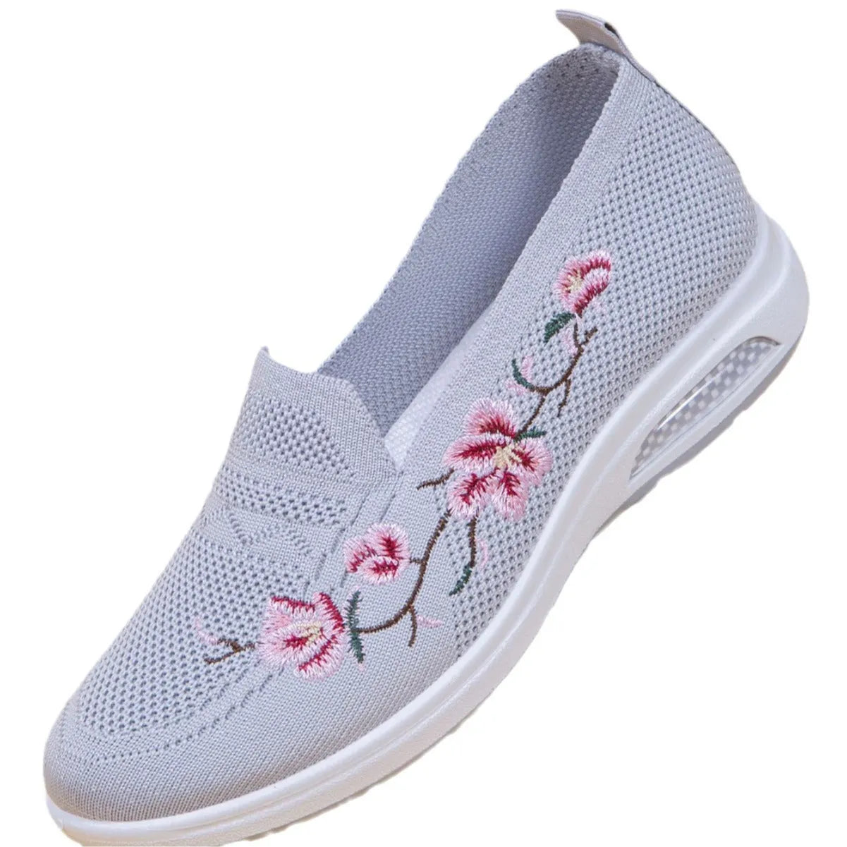Women's breathable cloth shoes with flat heel, round toe, fabric upper, and elastic band in multiple colours