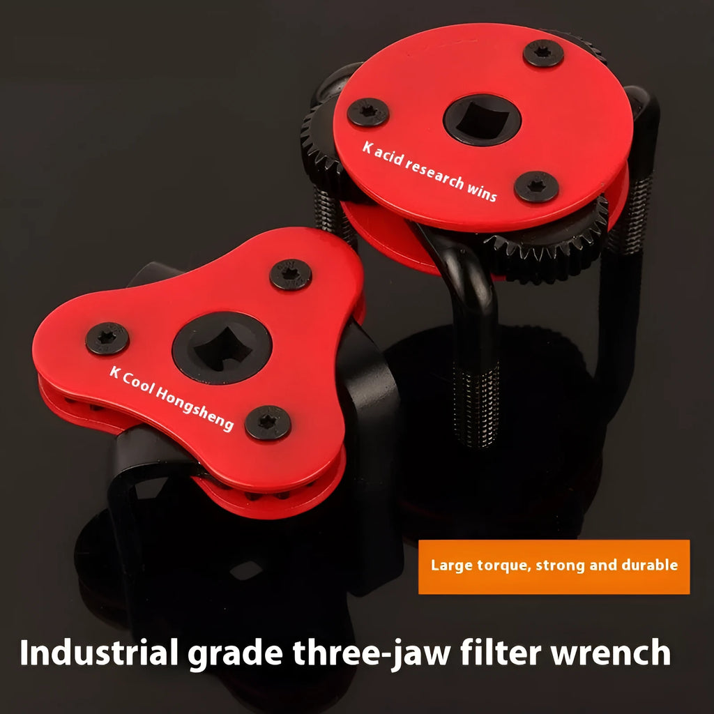 Three-claw filter wrench in chromium vanadium steel for oil filter disassembly and auto repair, 0.6KG, circle or flat model