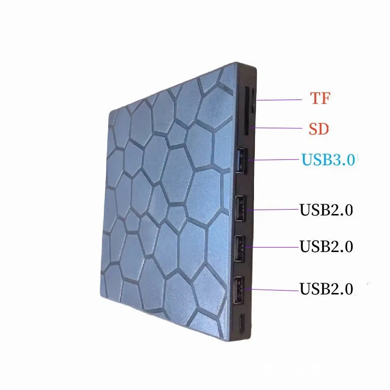 Black external USB CD drive with burner functionality for laptops