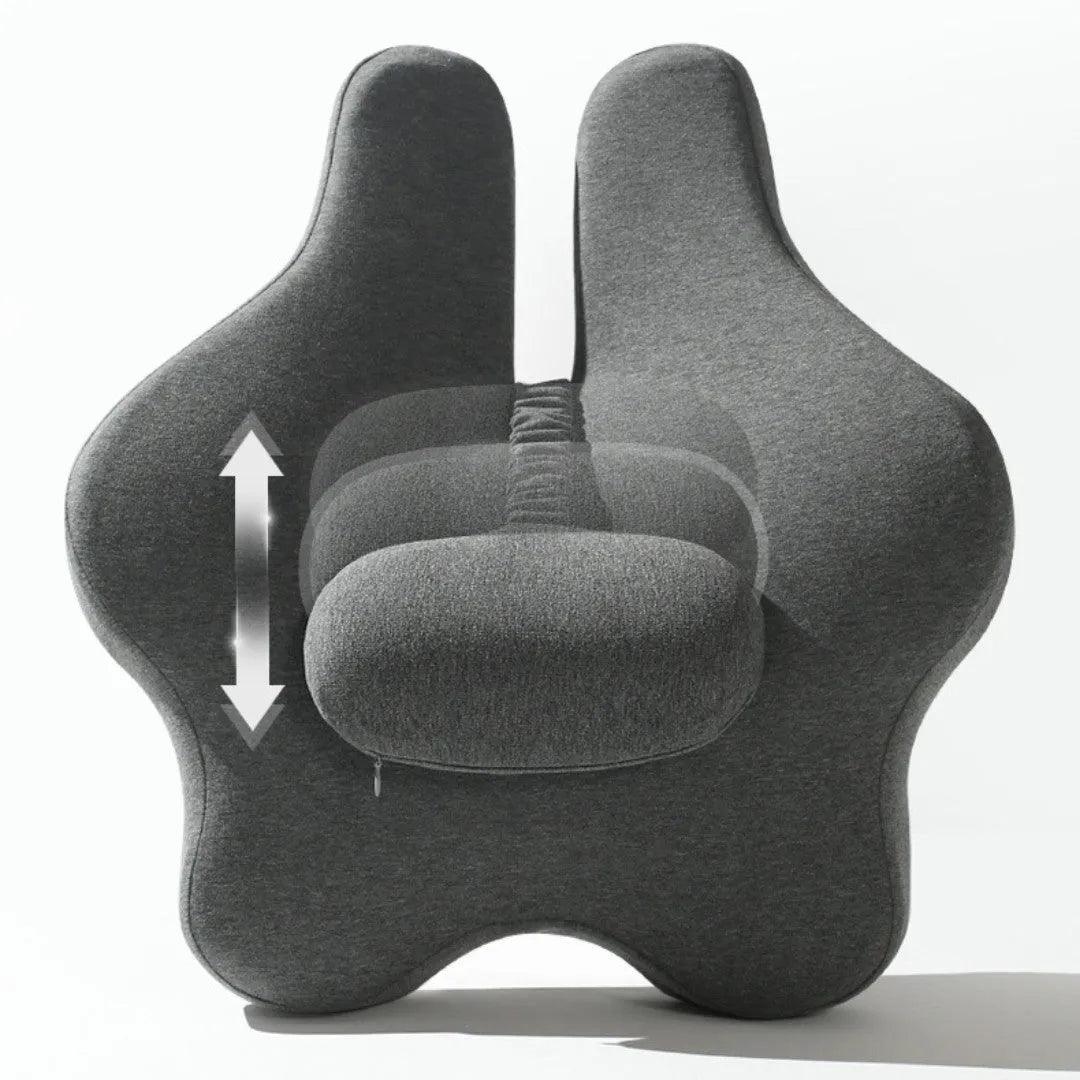 Black memory foam car lumbar support cushion showing simple solid colour design.