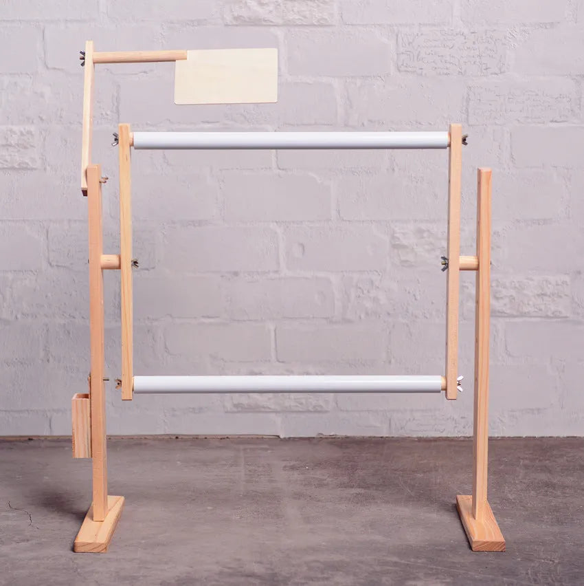 Vertical desktop solid wood cross stitch frame with adjustable height in natural wood colour