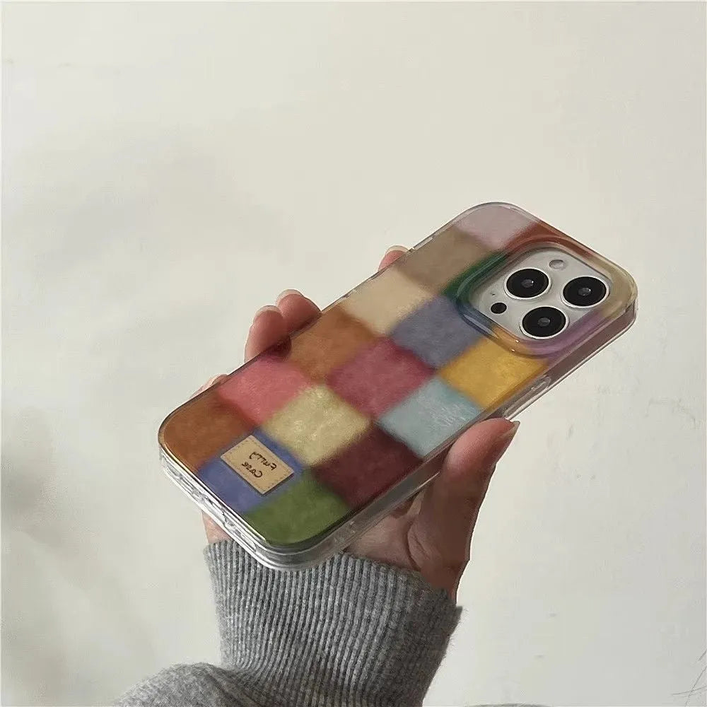 All-inclusive drop-resistant silicone phone case with retro cartoon feather yarn IMD pattern for iPhone