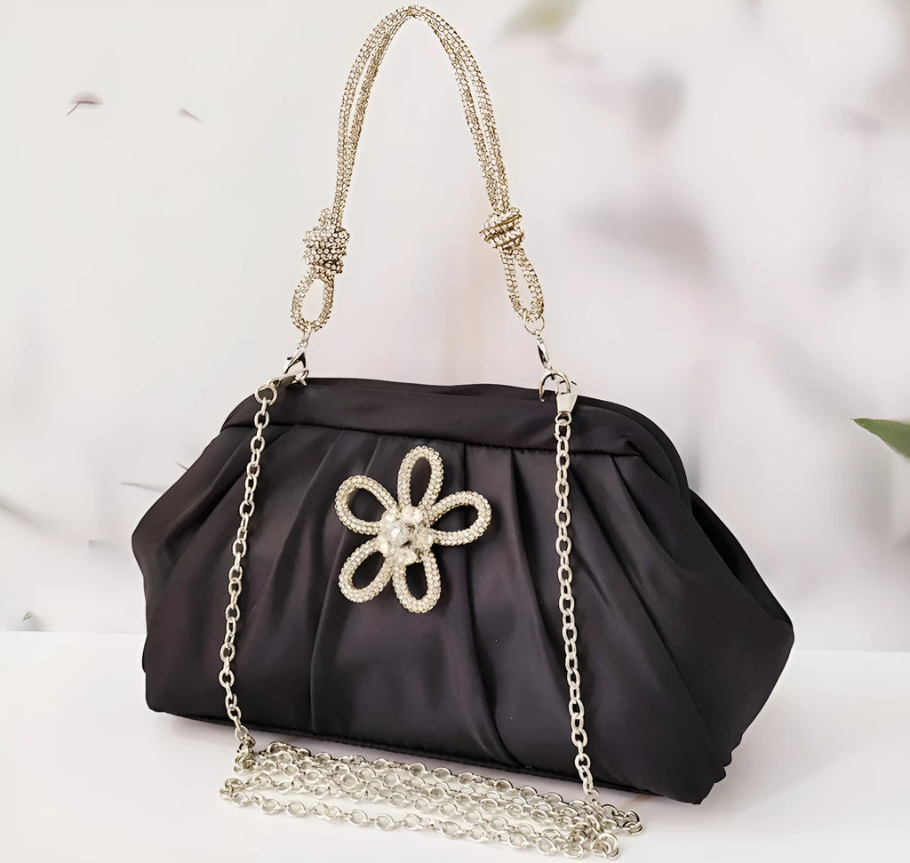 Women's diamond quilted crossbody messenger bag in soft polyester with chain detailing and document compartment