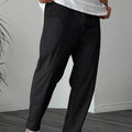 Men's straight-leg casual trousers in bamboo fabric with drawstring waist and ribbon pocket
