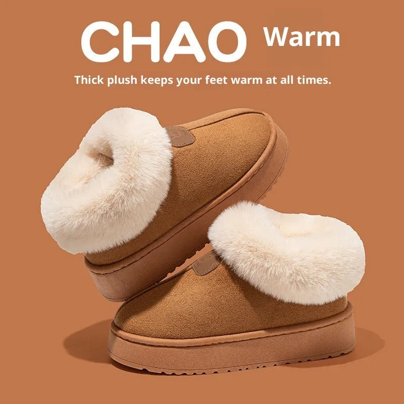 Women's cotton slippers with suede upper and bear logo heel cover in solid colour, round toe, casual style