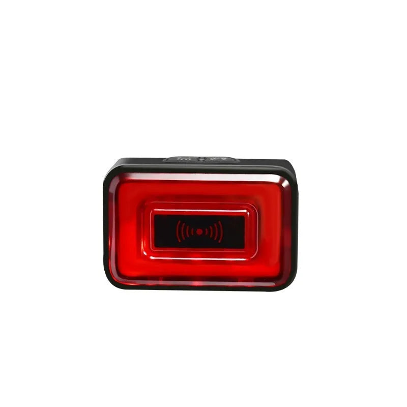 Compact black bicycle radar taillight with dual buttons and a TYPE-C port, mounted on a seat post.