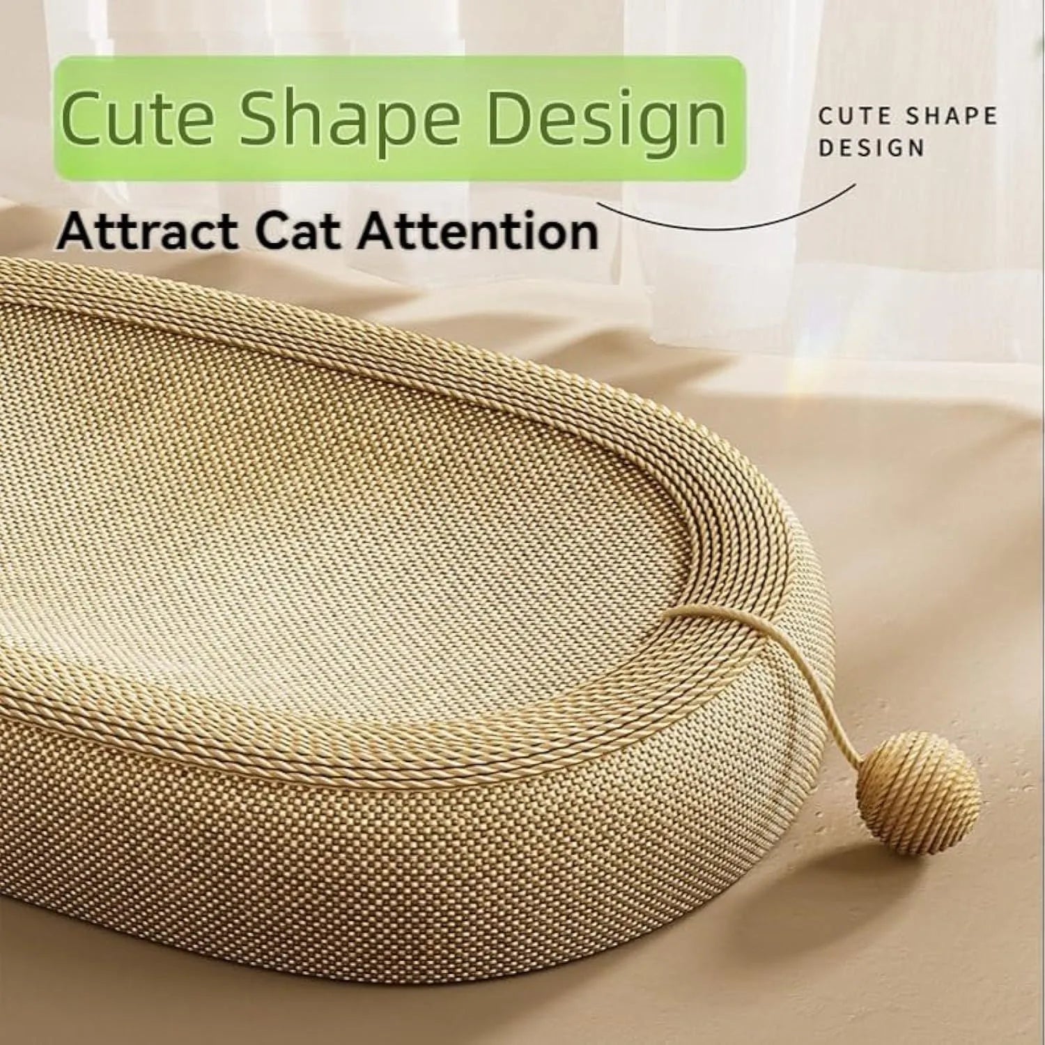 Large natural sisal cat scratching board with a lounge platform on top