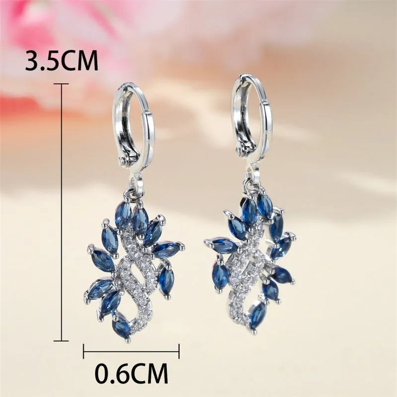 Women's platinum sapphire blue alloy earrings with simple minority design