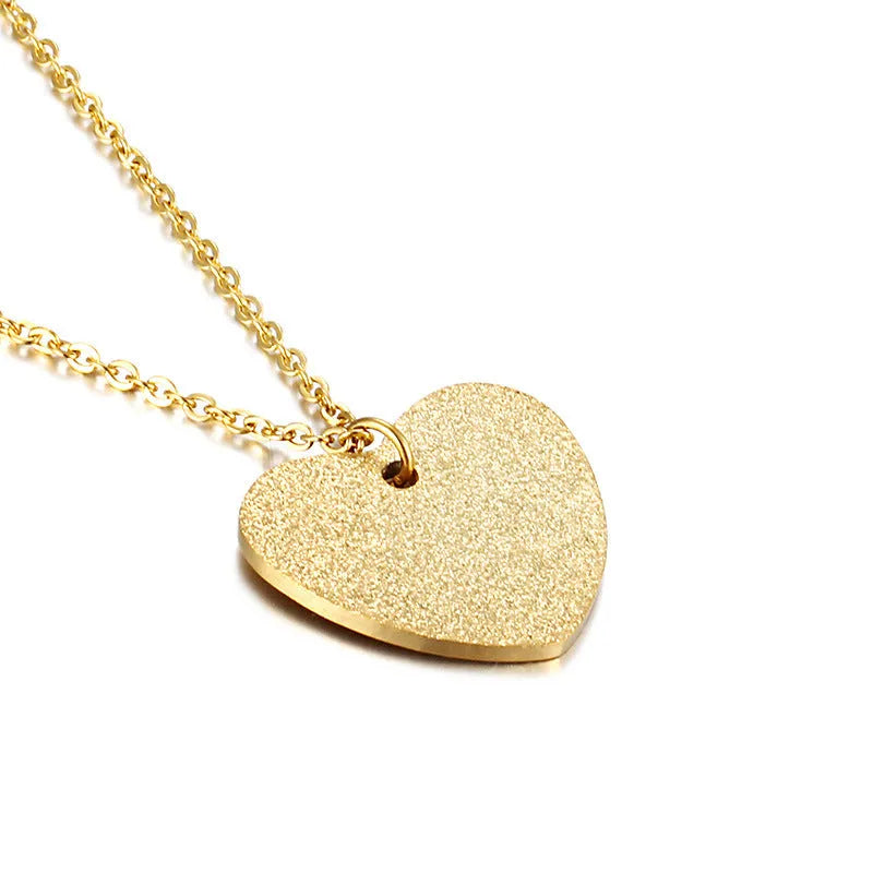 Women's simple geometric heart-shaped titanium steel necklace pendant, colour KN25736-Z.