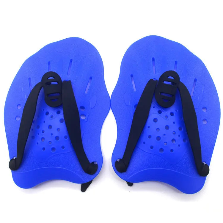 Pair of webbed arm swim training paddles for freestyle stroke development in multiple colour options