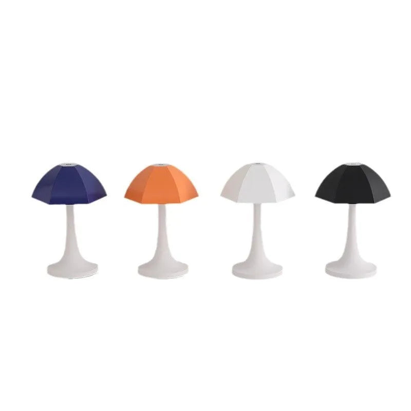 Small umbrella ambience light dimmable charging decorative table lamp in orange with three-colour stepless dimming