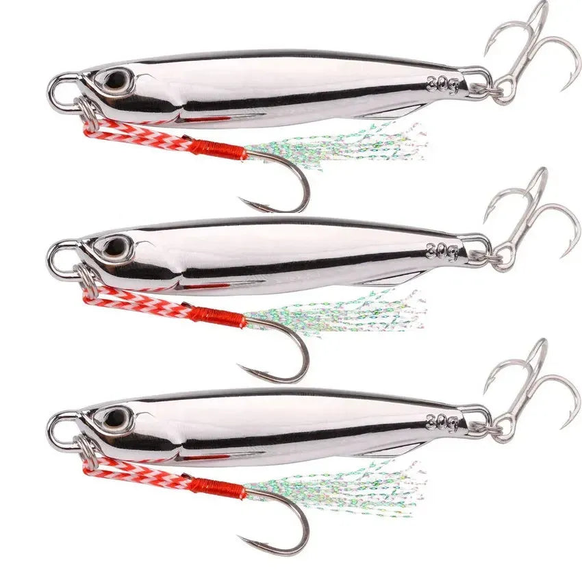 15g plating silvery metal jig lure for sea fishing and saltwater bass, pack of 5 silver jig lures in OPP bag