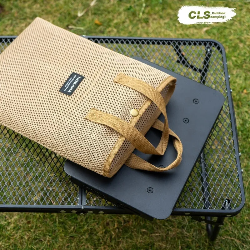 CLS aluminium alloy dual use folding camping table and stool shown in Army Green colour.
