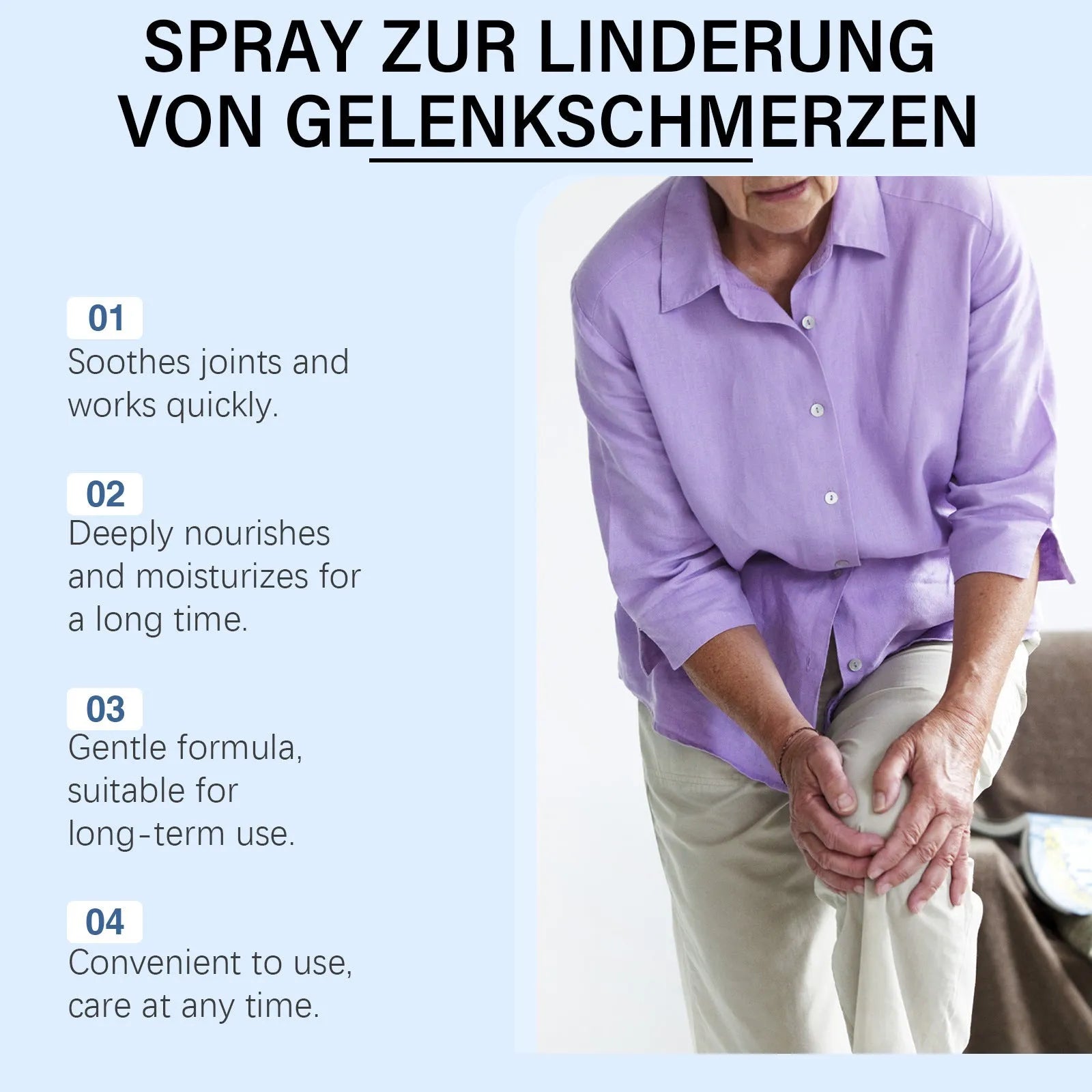 Joint Relief Spray 60ml bottle with standard specification label, body care kit for universal skin types