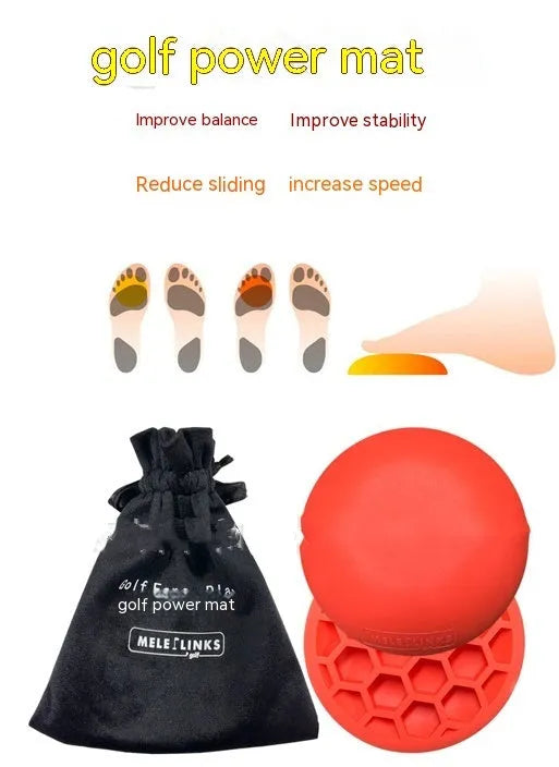Orange golf training mat made from natural rubber for swing practice