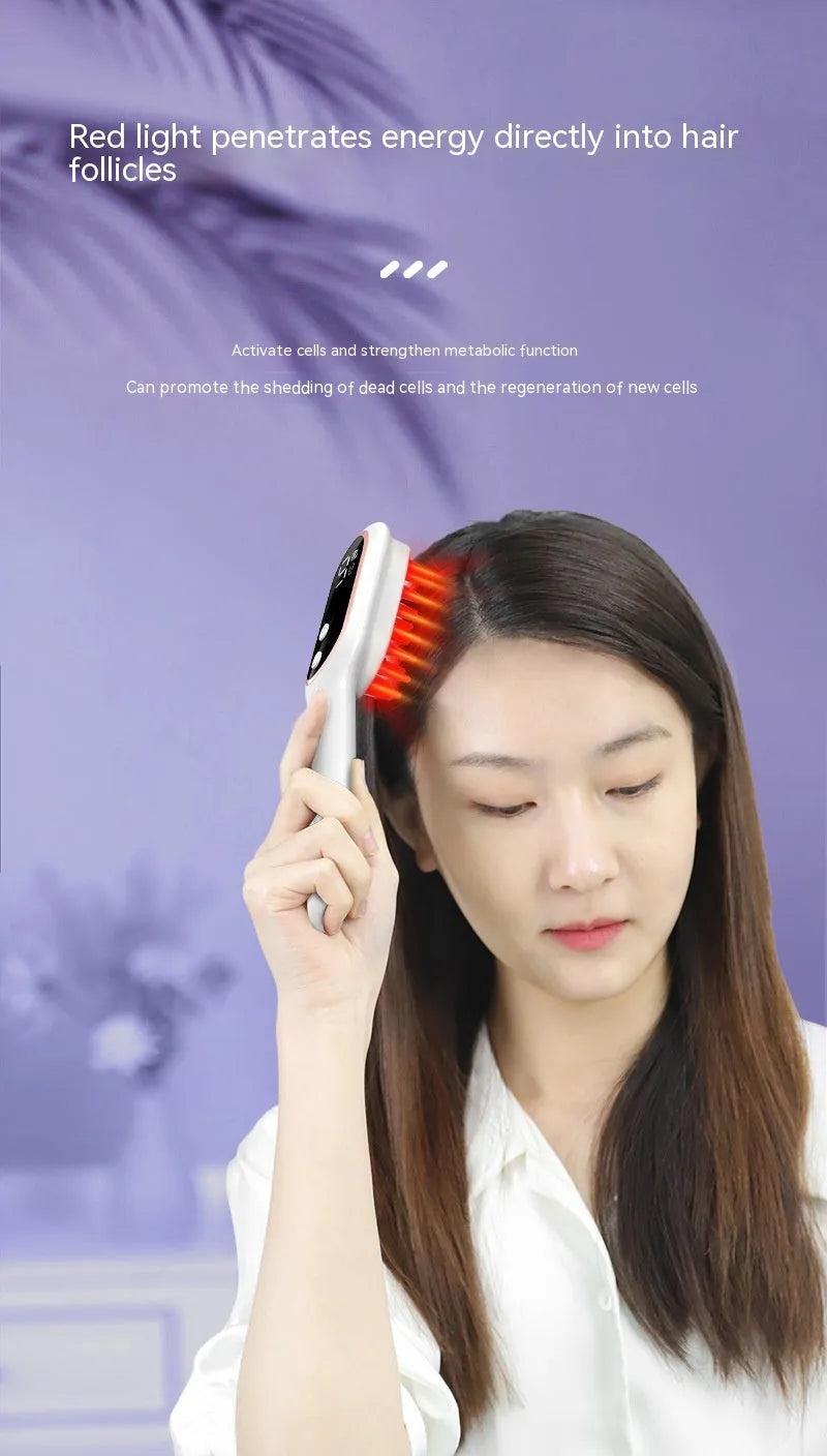 White scalp medicine feeder massage comb with 10ml medicine box, 17 TPU comb teeth, red and blue light, 154*50*39 mm