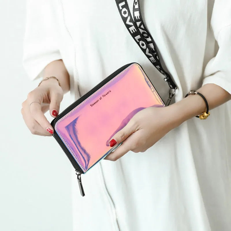 Women's short folding wallet Korean style PU leather 11cm dimensions
