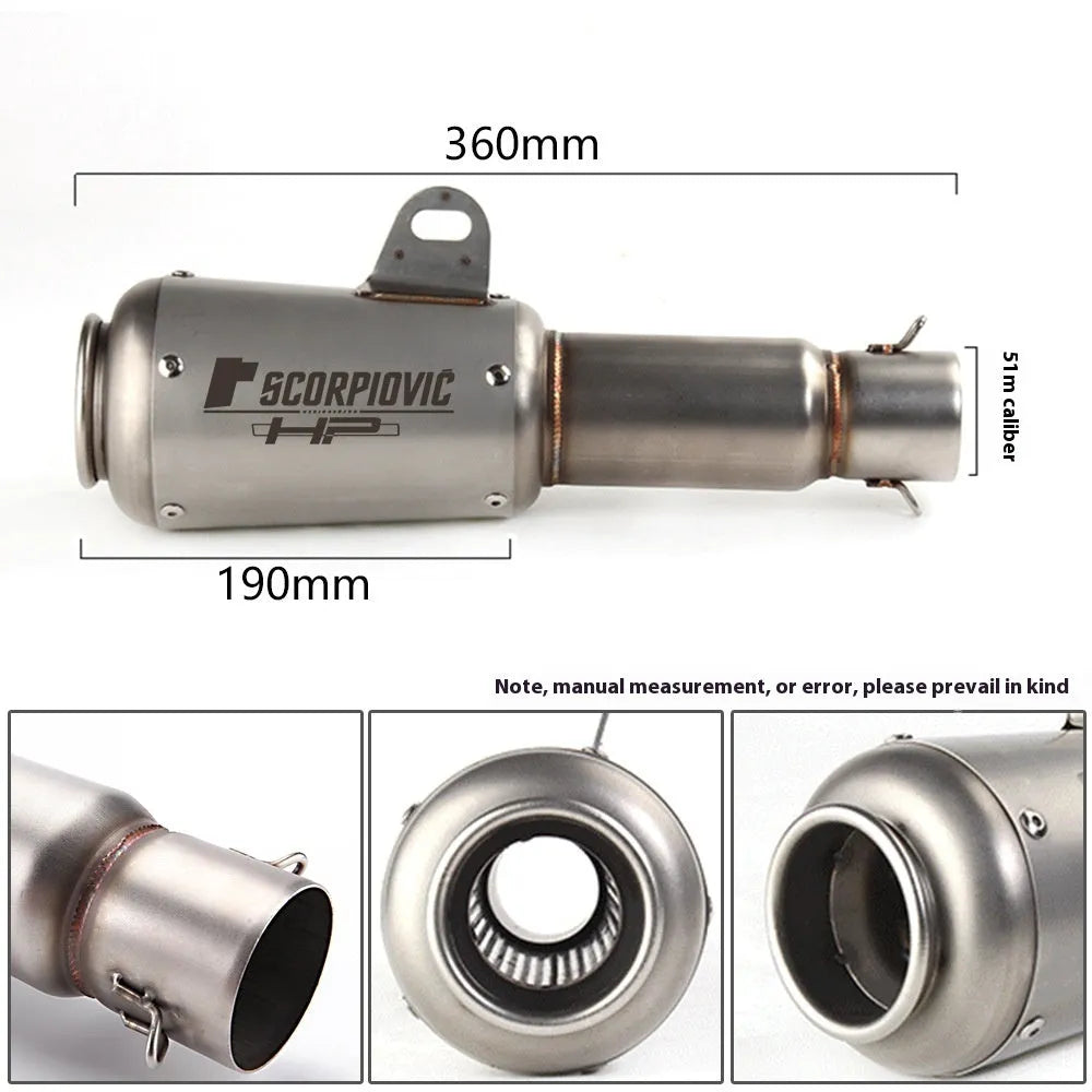 Universal stainless steel racing motorcycle exhaust pipe with flower cover design in multiple colour options