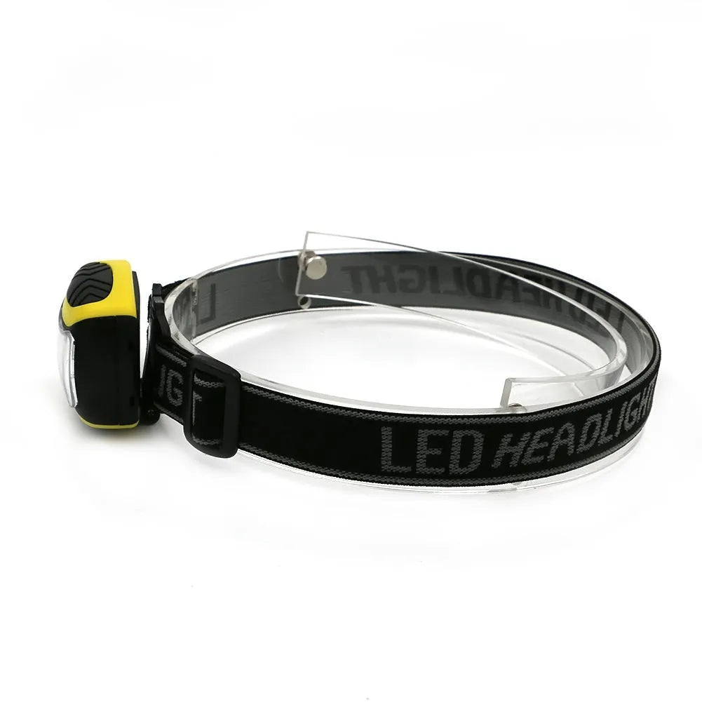 Yellow Major brand headlamp with COB LED light source and adjustable strap for outdoor use.
