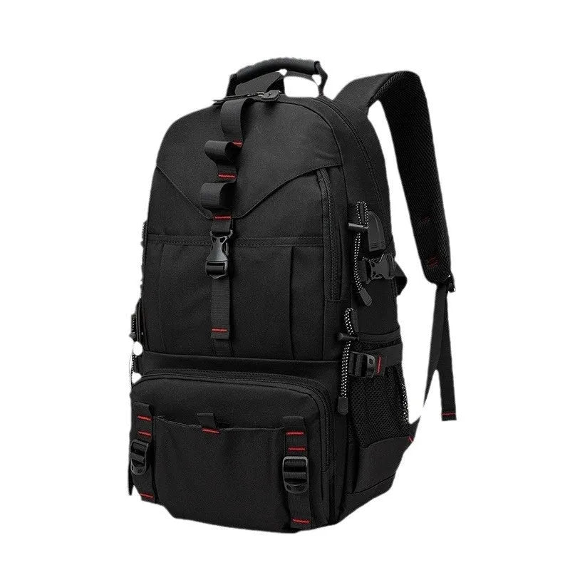 Men's waterproof Oxford cloth hiking backpack in multiple colour options showing large capacity and strap system.
