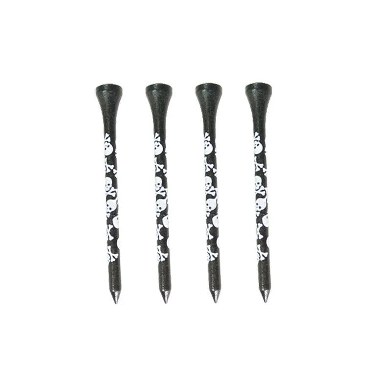 Black skull print bamboo golf spike dowel pins in 70mm and 83mm sizes