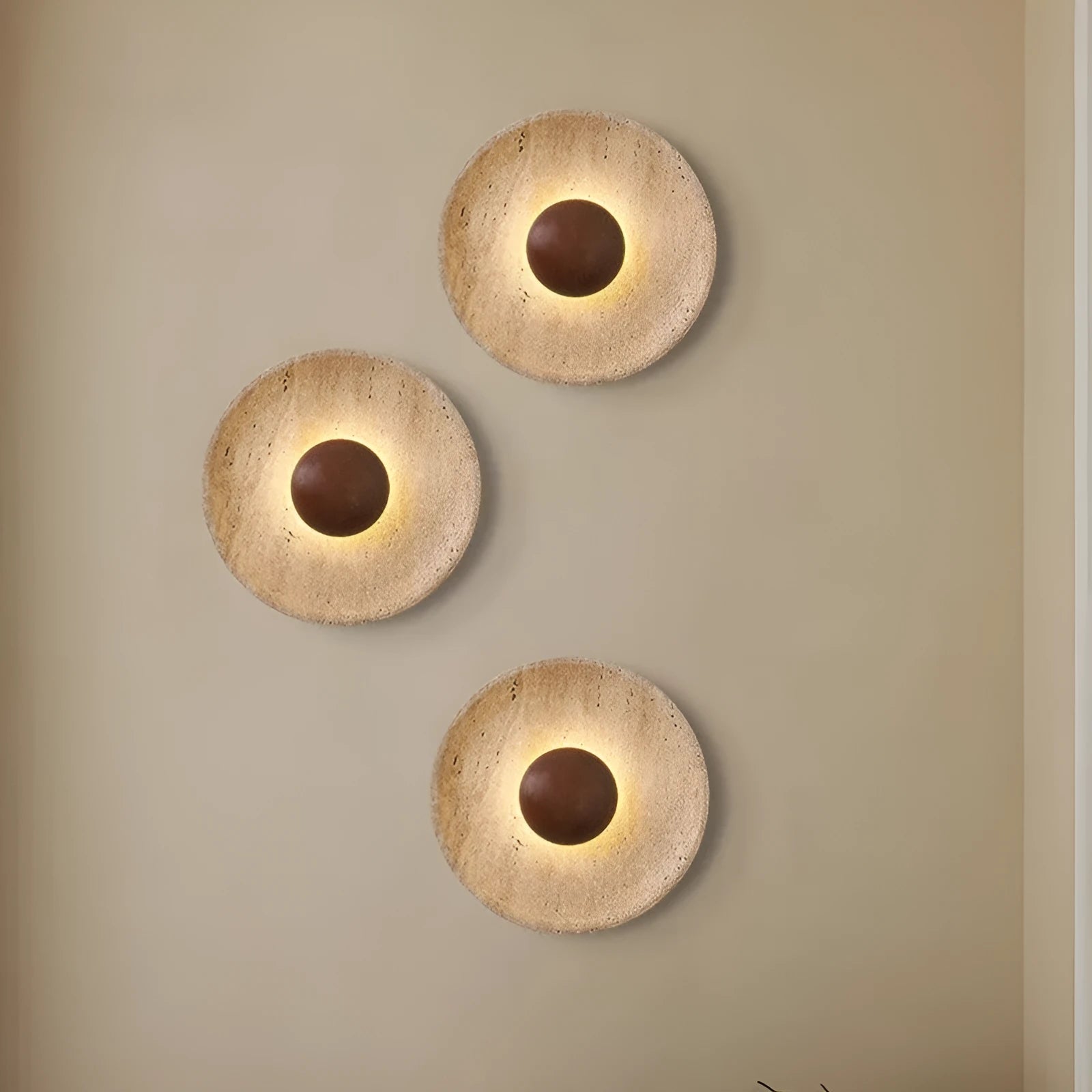 Marble LED wall lamp with tricolor light, walnut colour finish, modern simplicity design for bedside