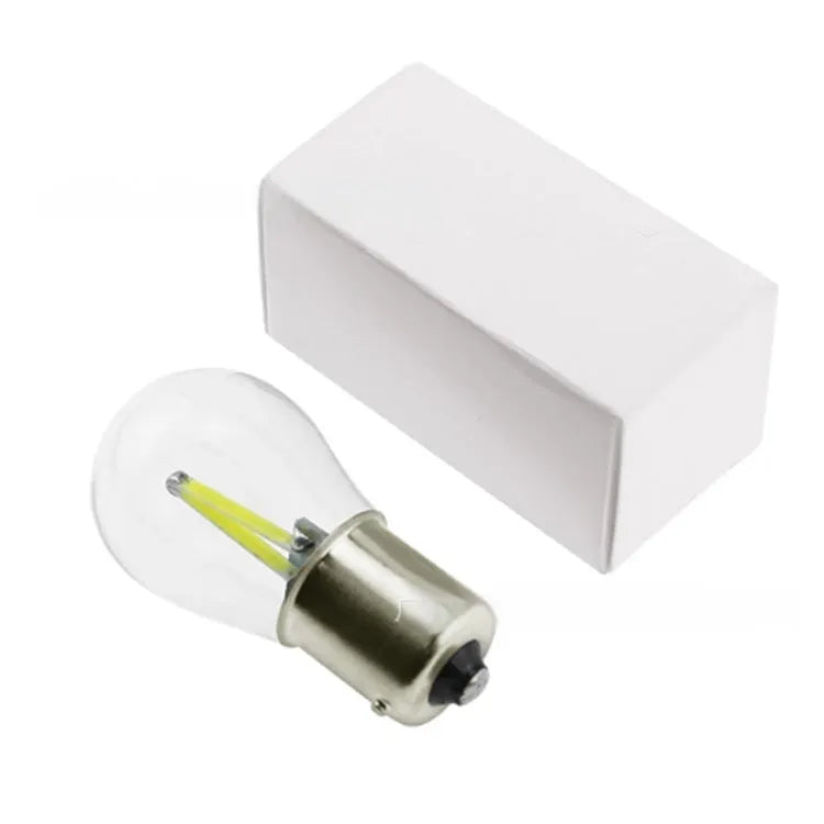 12V LED lamp with 1156 or 1157 base and glass cover, available in white red yellow