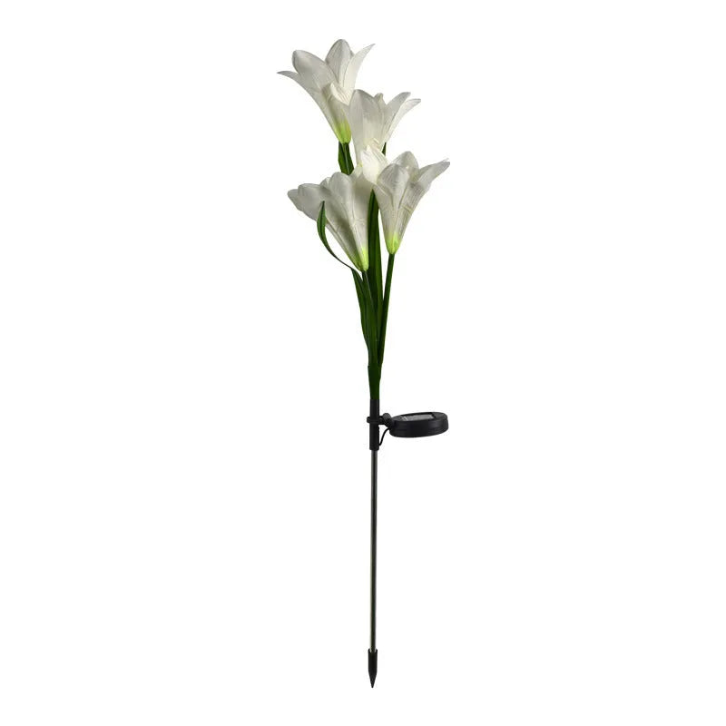 Flower-shaped solar garden lantern with decorative petals and 850mm height for outdoor courtyard decoration