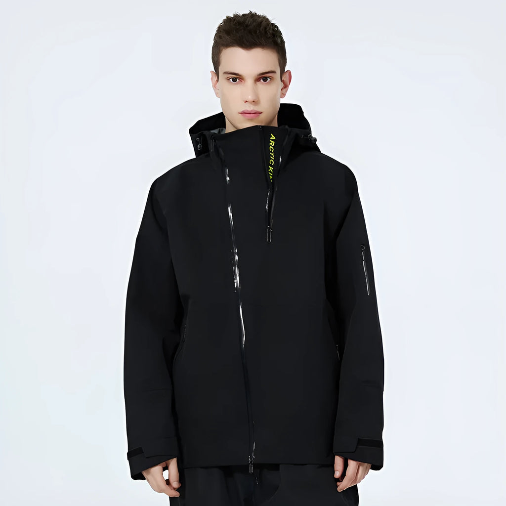 Unisex double plate ski suit in windproof waterproof construction for winter sports