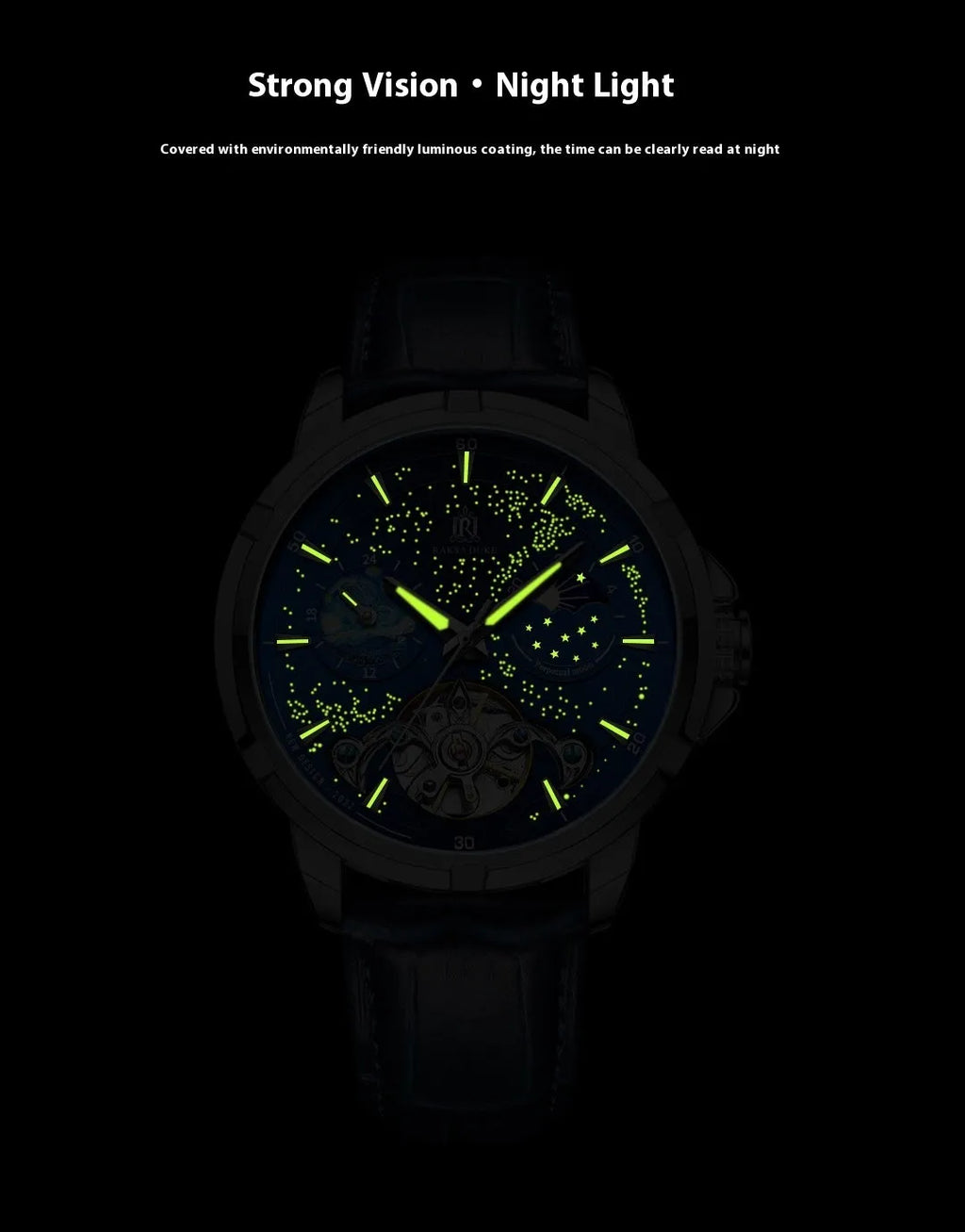 Men's automatic mechanical watch with blue dial and stainless steel case.
