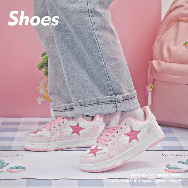 Denim skateboard shoes with round toe and front lace-up design in black, green or pink colour options