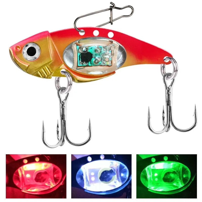 Lure Metal Vib Electronic Lure fishing bait luminous metal vib body blue and red colour options