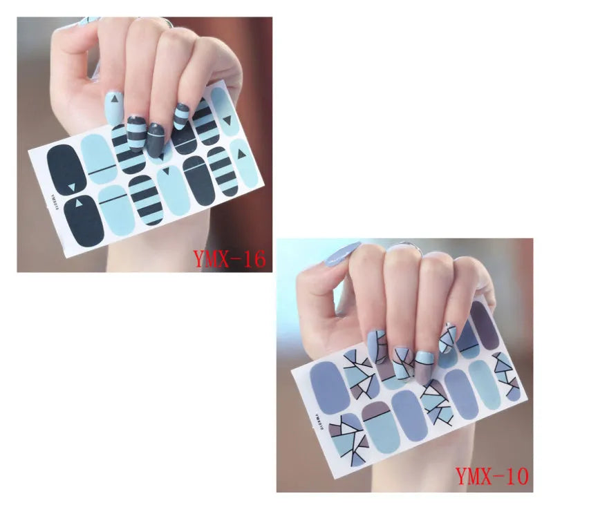 Set of full nail stickers in assorted colours and designs for nail art