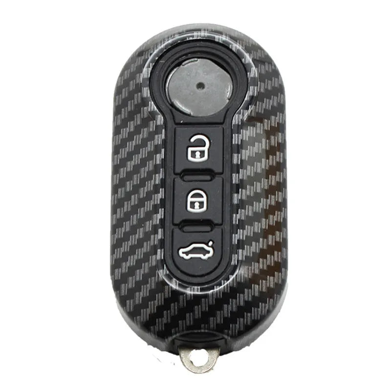 Carbon fibre pattern Fiat 500 Boyue key shell in ABS plastic
