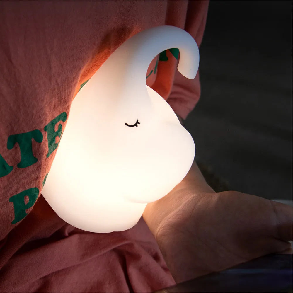 DOMI Elephant silicone night light with warm white 3000K LED glow, 96mm wide by 151mm tall
