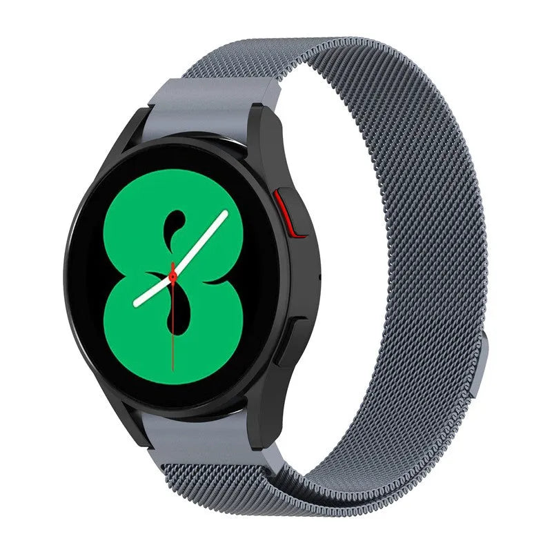 Magnetic Milan stainless steel watch strap for Samsung Watch4 in silver