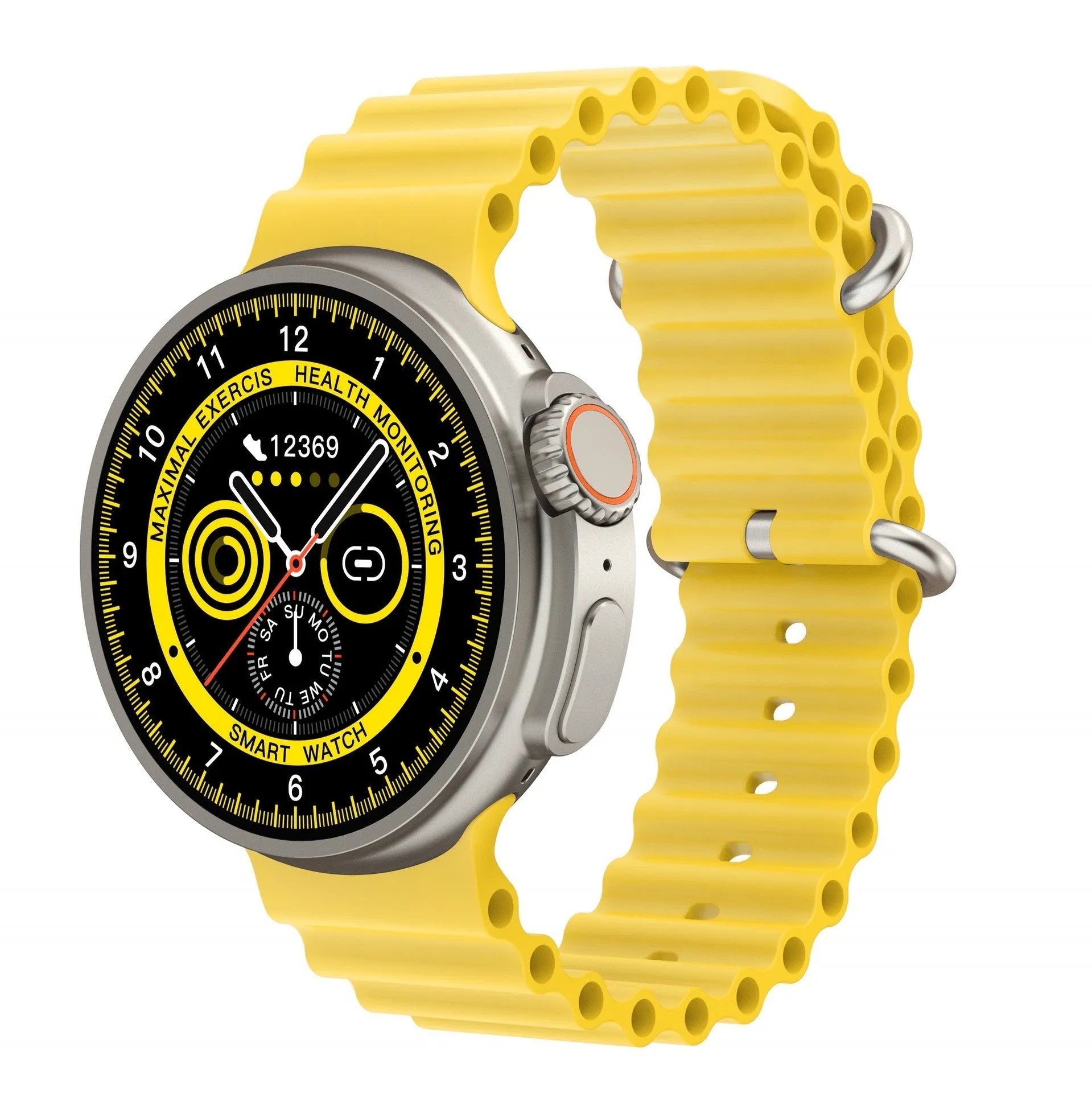 K9 smart watch with round screen showing health metrics and NFC payment capability
