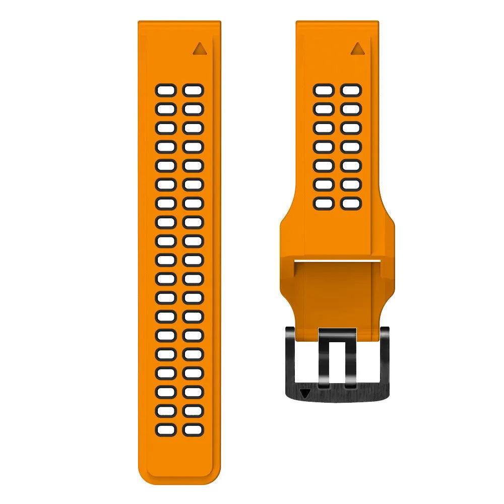 Two-colour silicone watch strap with quick release bars and pin buckle in Army Green Black