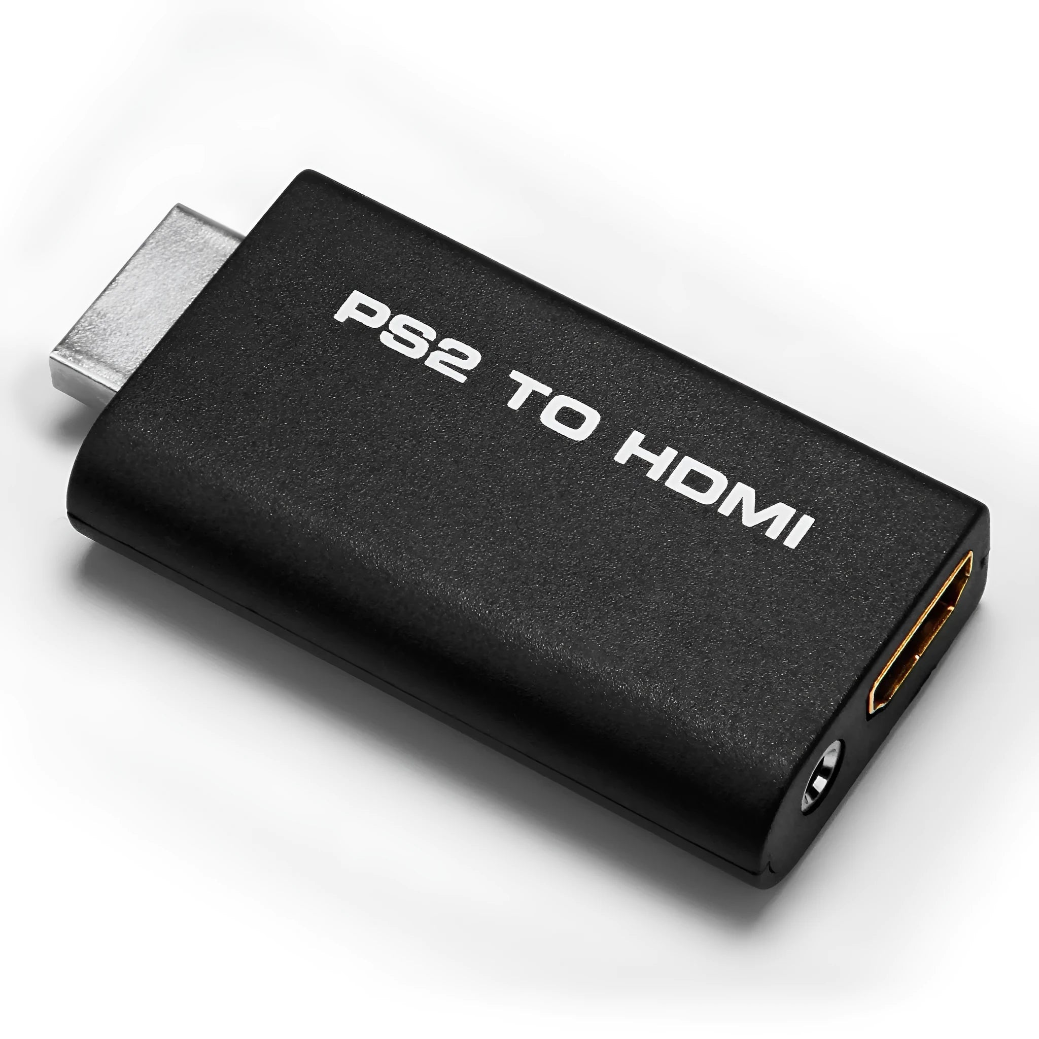 Black PS2 to HDMI audio-video converter with PS/2 interface and HDMI output port