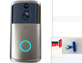 WiFi video doorbell camera in black with PCB material construction, two-way intercom, and infrared night vision
