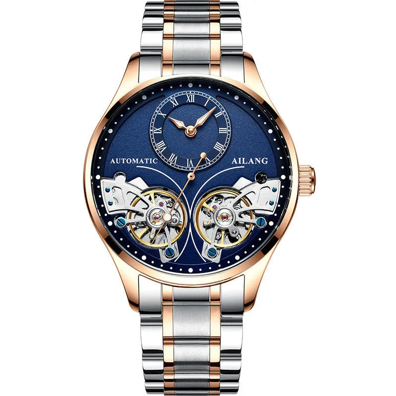 Seiko automatic men's watch with tourbillon and moon phase complications on wrist