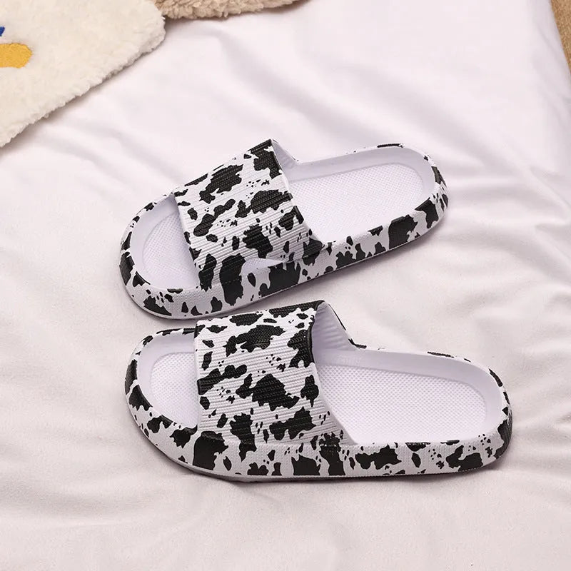 Leopard print EVA slippers for women with thick sole in Korean fashion style